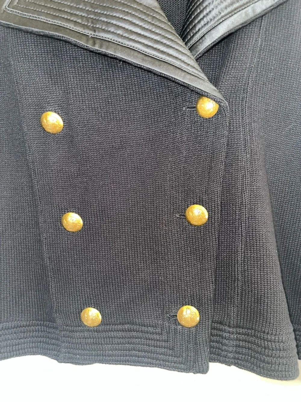 Lauren Ralph Lauren Black Military Knit Jacket Gold Crest Buttons Small - Picture 9 of 15